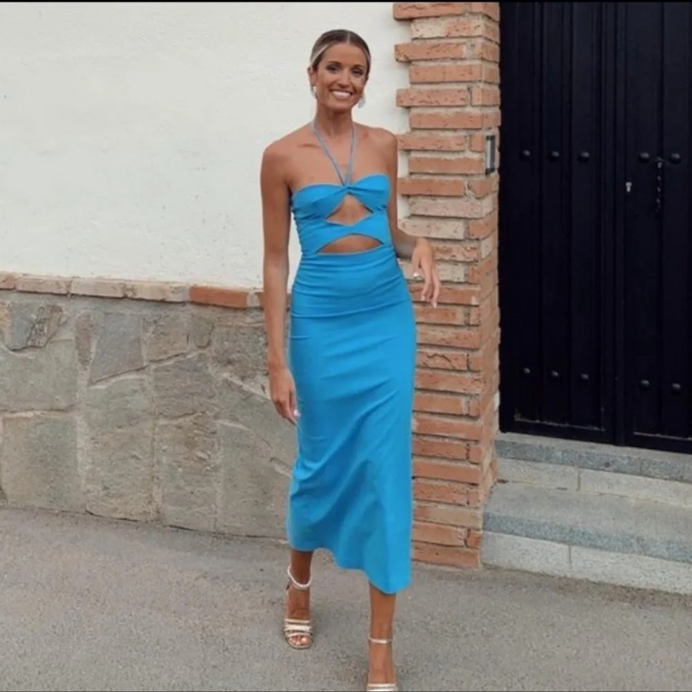 Zara blue Cut Out Dress